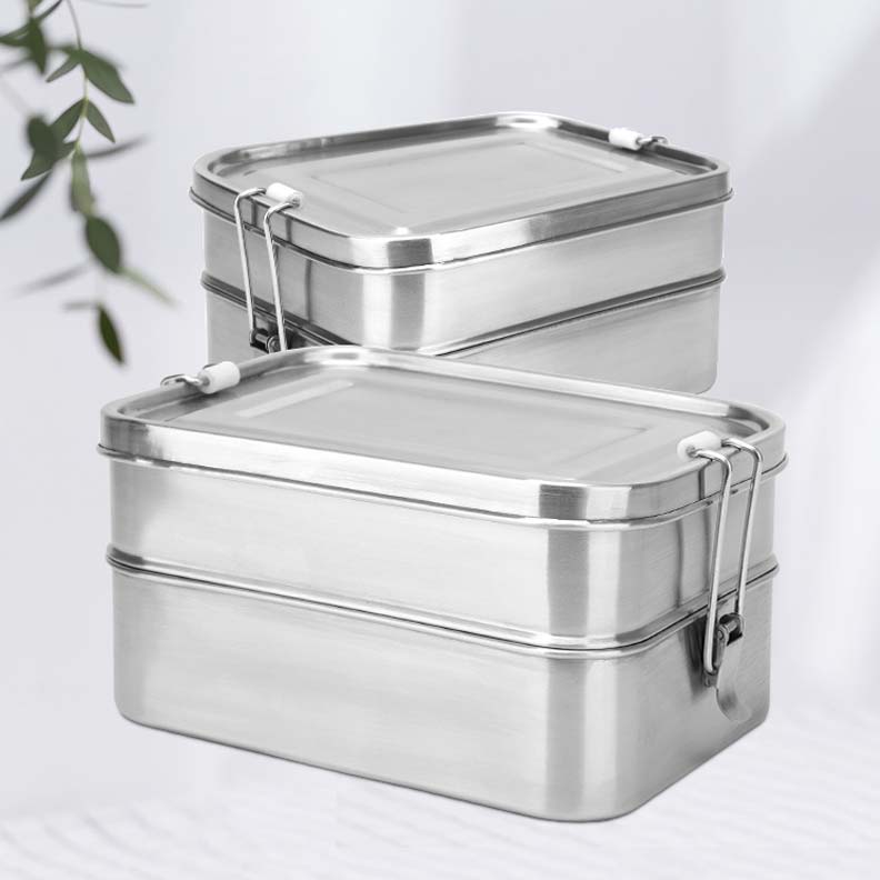 304 stainless steel double-layer fast food lunch box frame lunch box sealed  leak-proof lunch box student office lunch box