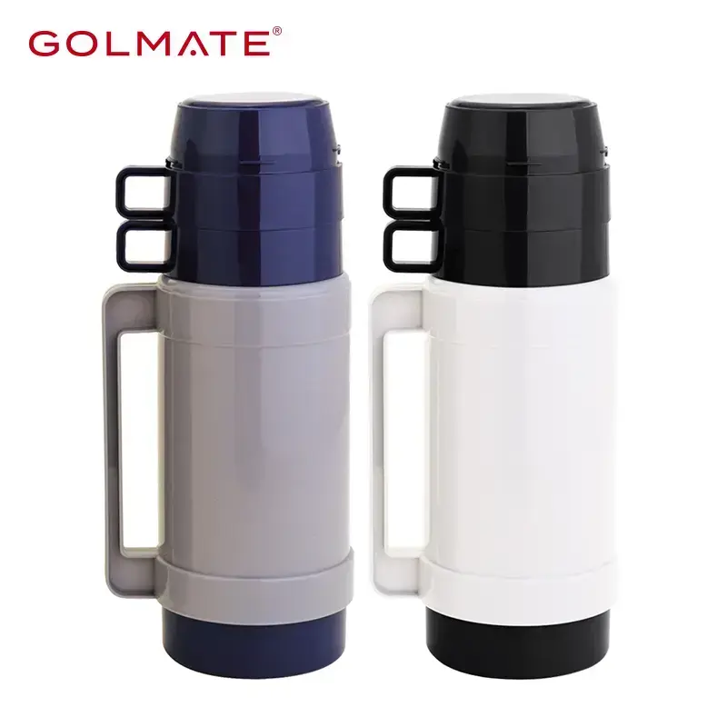 Custom 1L Large Capacity Thermos with 2 Cups Glass Lined Flask for